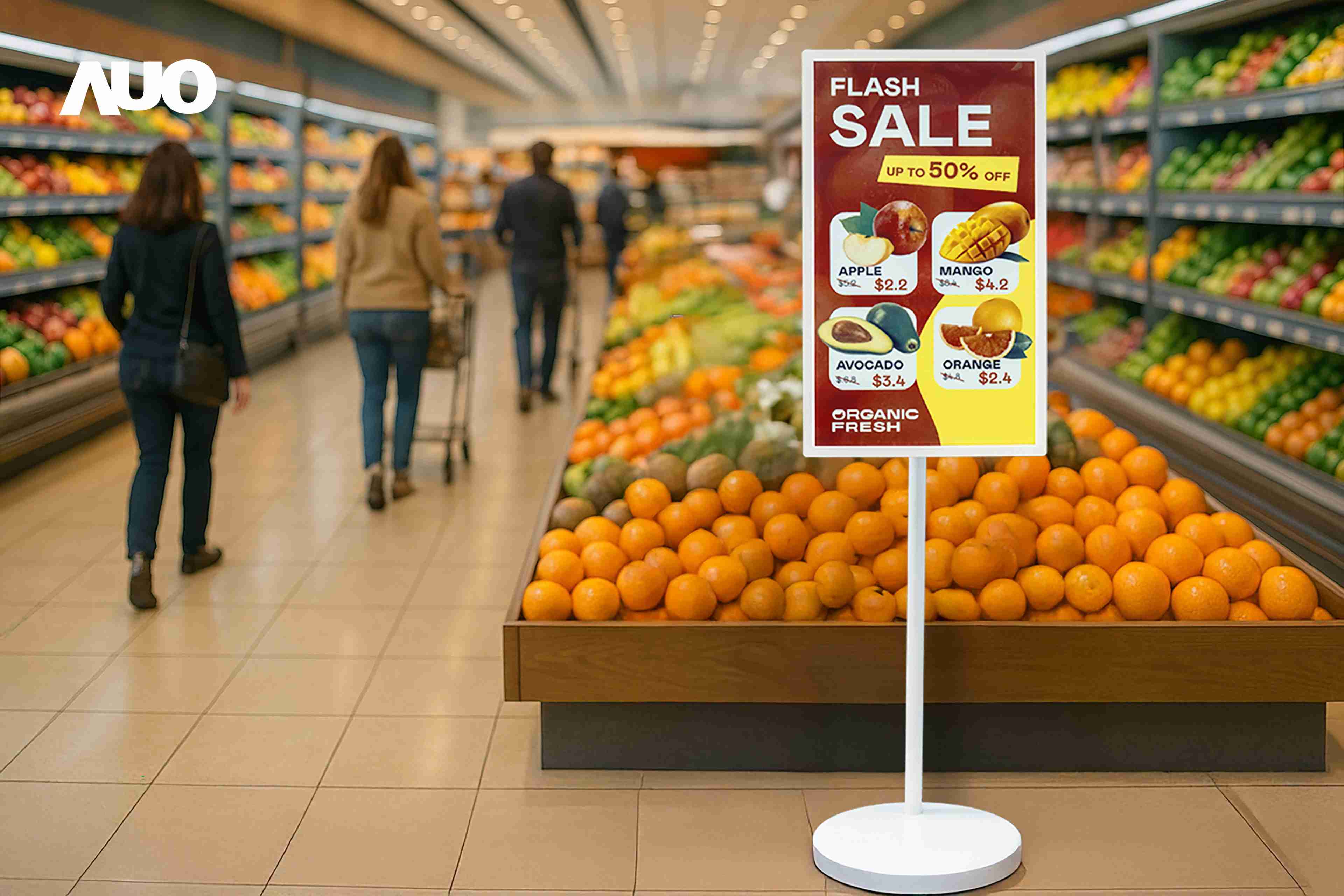 达擎首亮相低功耗、、、全彩的〝aecoPost电子纸解决方案〞，，，，仅在更新画面时需要微量的电力驱动，，，无需布建电线的便捷设计，，使其可灵活应用、、、、随意置放，，并可透过云端或行动装置app，，，轻松管理及排程广告内容，，晋升店头营销利器。。